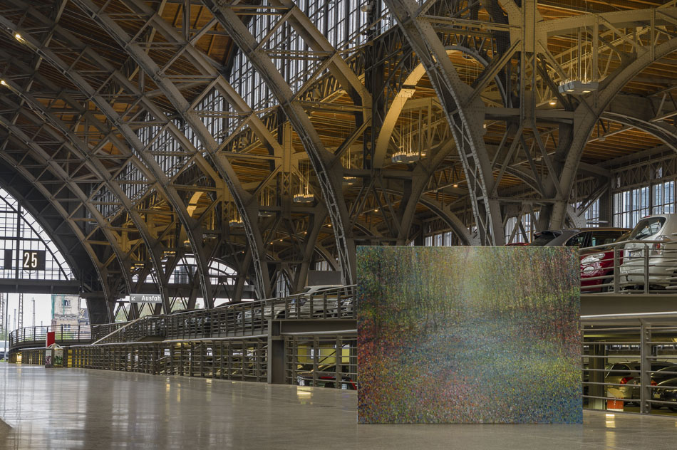 David Komander, Intervention 2015, Leipzig Bahnhof, Painting 2013, oil/canvas 150x190cm, Photo: Urban Peters 